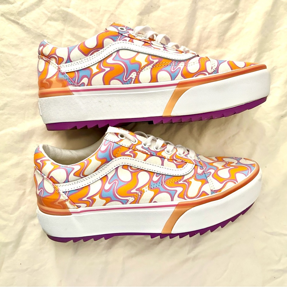 VANS Unisex Platform Flame Pattern Sneakers size 10M LIKE NEW!